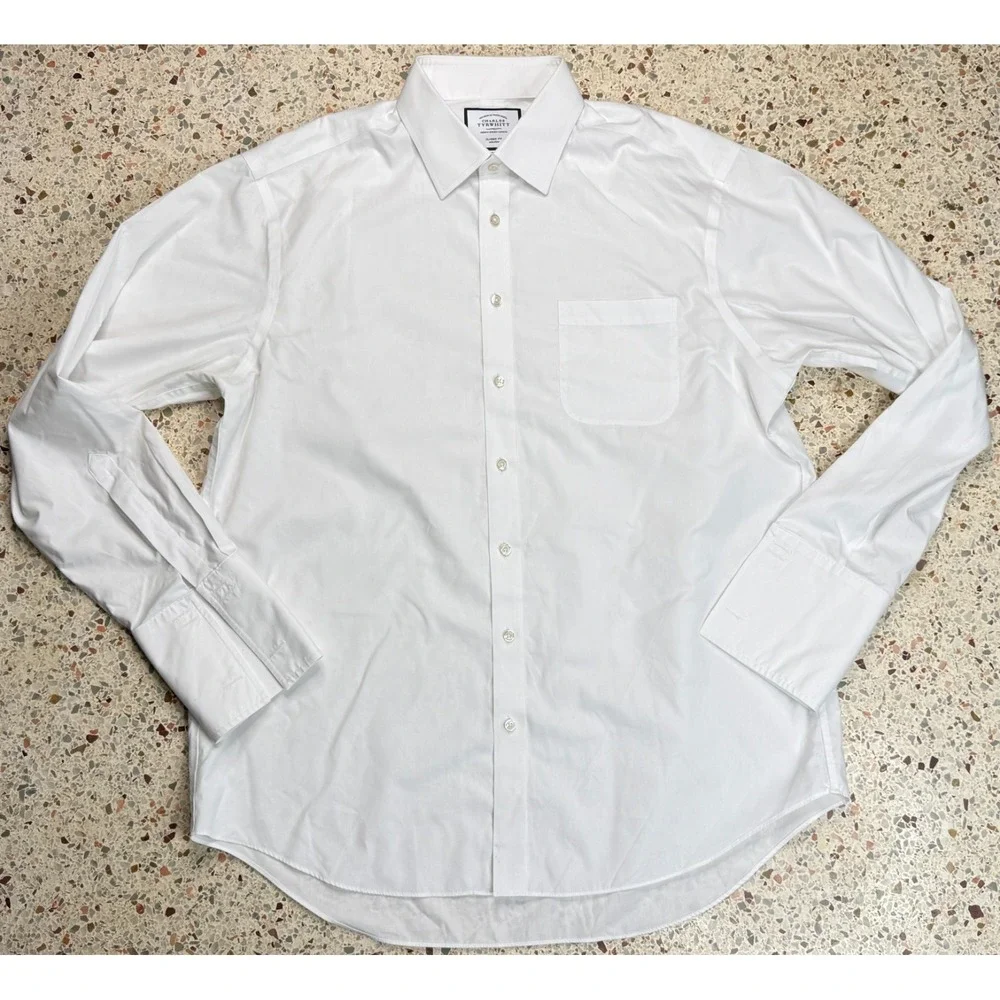 Charles Tyrwhitt Men's Classic Fit Long Sleeve White Dress Shirt Size 17.5/36‎